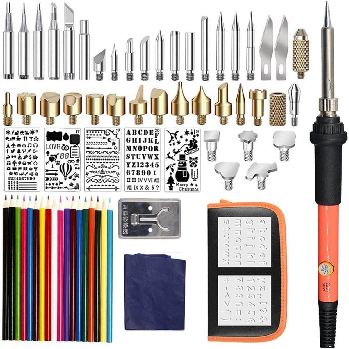 37Pcs Kit de Pyrogravure, Fer à Souder Electrique Kit 30W, Kit D