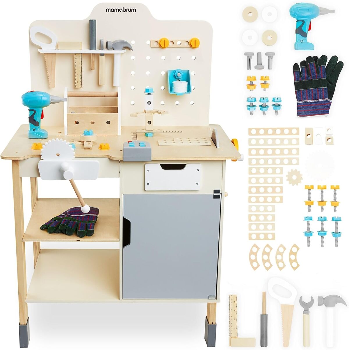 Coiffeuse Enfant XXL En Bois Avec Miroir 3 Ailes & LED - Tabouret Et Accessoires Inclus - Transformable En Bureau