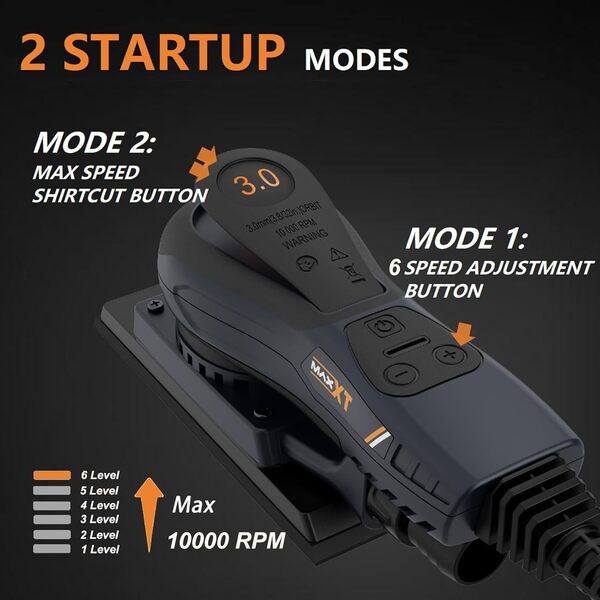 MAXXT Ponceuse Orbitale électrique, puissant 350W et faible vibration,4000-10000tr/min Vitesse variable