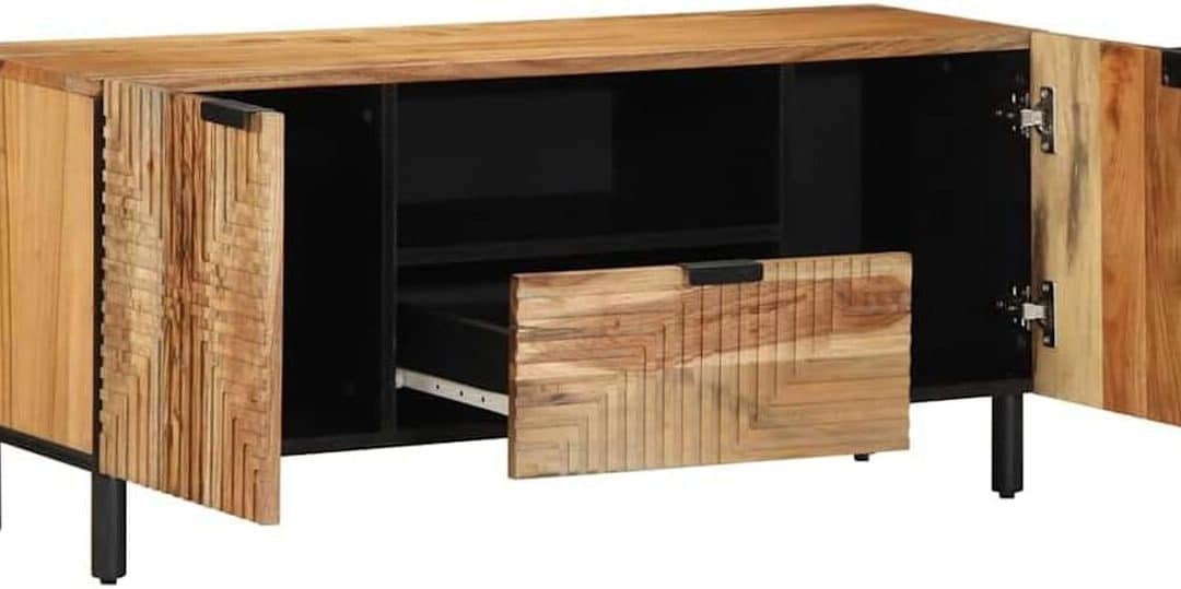 Test : meuble TV vidaXL bois d'acacia, style minimaliste