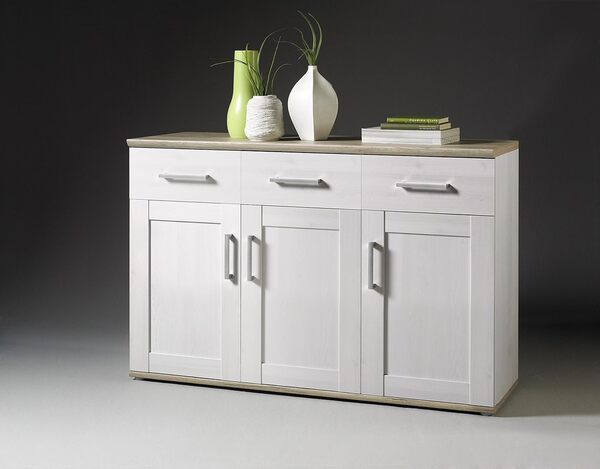 Stella Trading ROMANCE Buffet en mélèze de Sibiu / chêne San Remo - commode de style campagnard avec beaucoup d'espace de rangement pour votre salon - 140 x 88 x 46 cm (L/H/P)