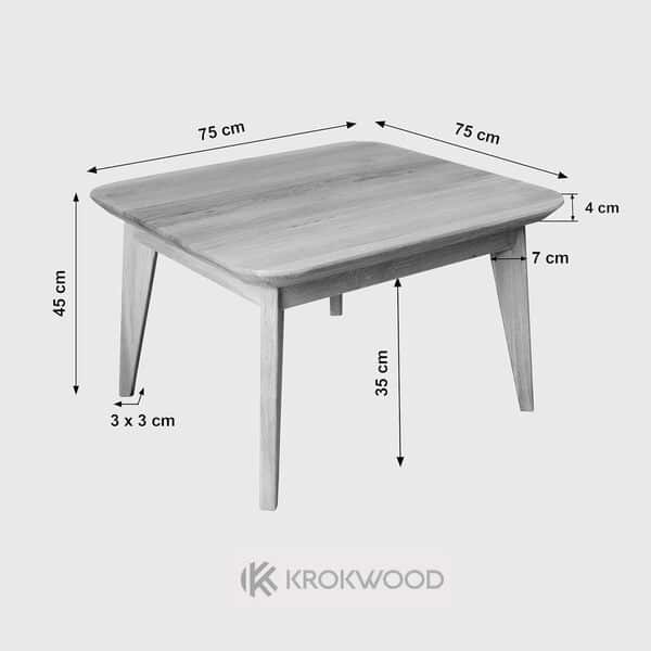 KROKWOOD Table Basse Paris Bois de Massif (Hêtre, 75 x 75 x 45 cm)