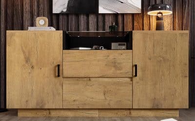 Avis : buffet Merax en bois rustique chêne foncé