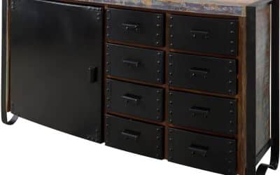 Test du buffet industrial multicolore 143×43 en bois de récupération laqué