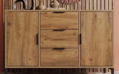 Test du buffet Merax : commode 120 cm imitation chêne foncé