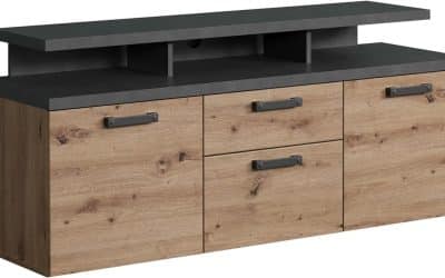 Test du meuble TV Follow de trendteam : design chêne/anthracite avec tiroir extensible