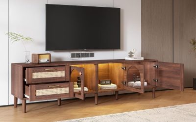Test du meuble TV Zepneiy avec LED et design rotin