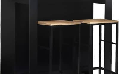 Test : ensemble table de bar Juno bois noir et tabourets Detroit