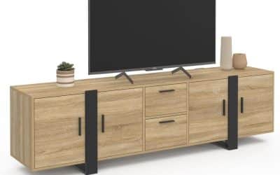 Test meuble TV Phoenix : 180 cm, 4 portes, 2 tiroirs élégants