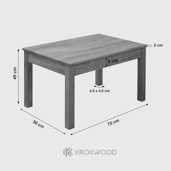 KROKWOOD Table Basse Tomas en Bois Massif de Couleur Blanche (hêtre, 75 x 50 x 45 cm)