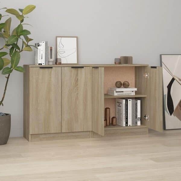vidaXL 2× Buffets Armoires Latérales de Salle de Séjour Armoires de Rangemant Meubles de Rangement Chêne Sonoma 60x30x70 cm Bois d'Ingénierie