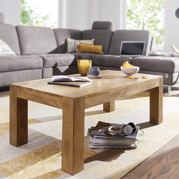 FineBuy TABLE BASSE RECTANGULAIRE BOIS MASSIF Marron 110x60x40 cm