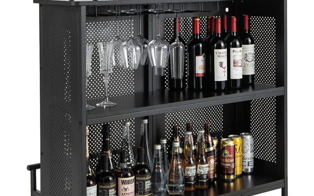 Test de la table de bar KOMFOTTEU avec étagère et porte-gobelets stylé industriel