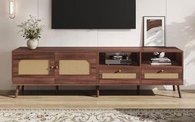 Test du meuble TV Merax 200 cm rotin et bois brun