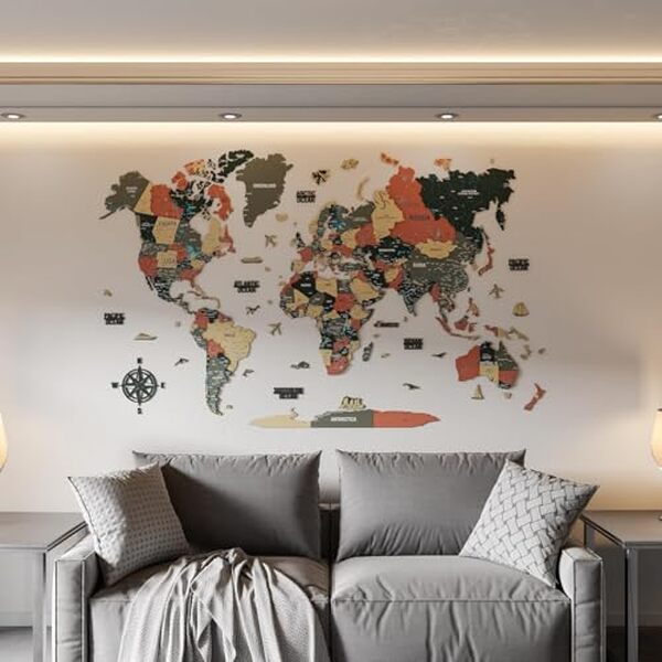 Découvrez notre avis détaillé sur la carte du monde murale 3D en bois de Colorfull Worlds : qualité, design et guide d'achat pour la version L en couleur sauge