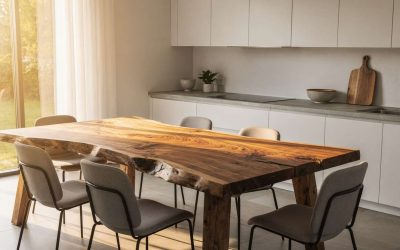 Table de cuisine style live edge : design et modernité
