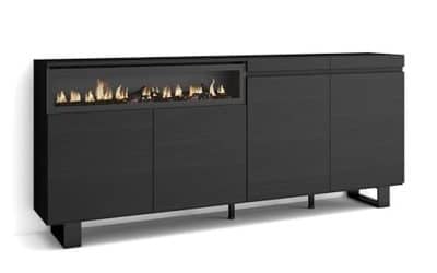 Test : buffet Skraut Home avec cheminée électrique et design industriel