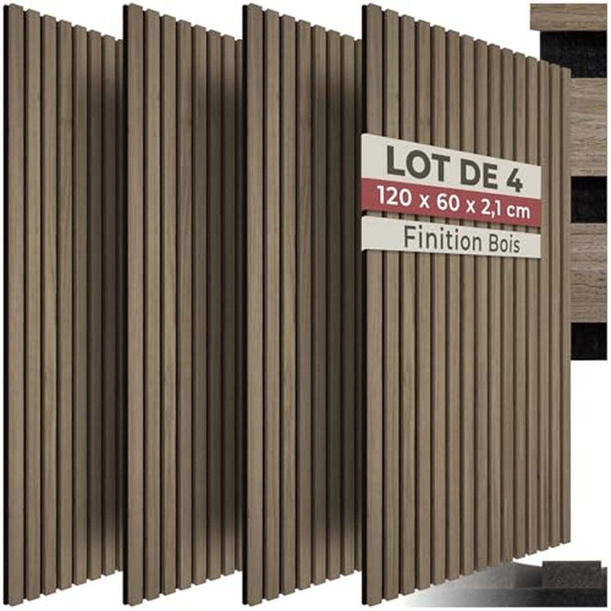 Panneaux acoustiques 4 panneaux muraux 3D 60 x 60 cm, panneaux acoustiques DIY, revêtement mural pour salon, bureau à domicile, - TV Son Photo