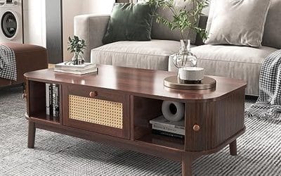 Test Merax table basse style maison de campagne : rangement optimisé en bois massif